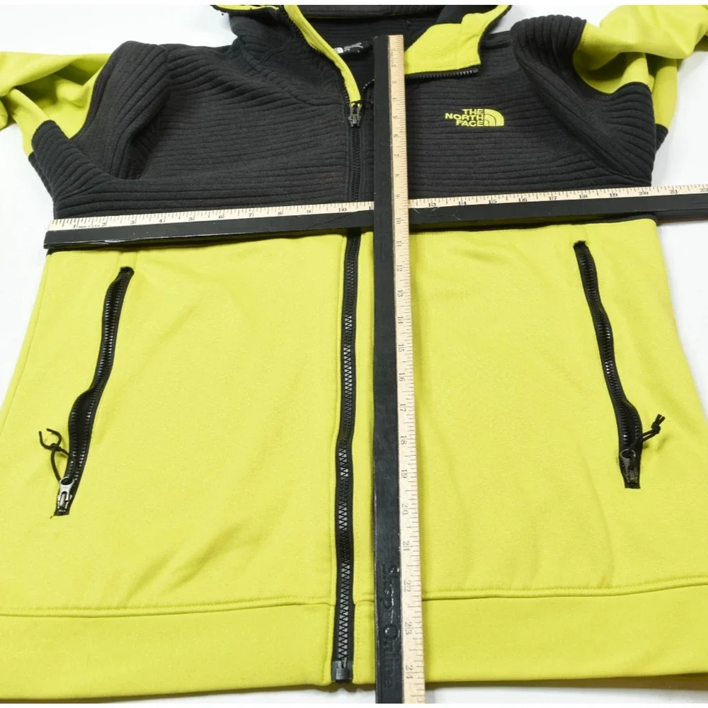The North Face Fleece Jacket Mens Medium Black Green Long Sleeve Full-Zip Hood